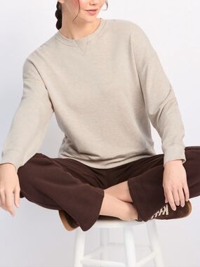 Travis Mathew Women's Crewneck Sweatshirt in Light Beige